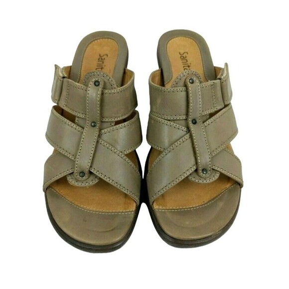 Sanita Wedge Slide Sandals  Women's Size EUR 41 / US 10.5  Heels Taupe Leather - Picture 4 of 9